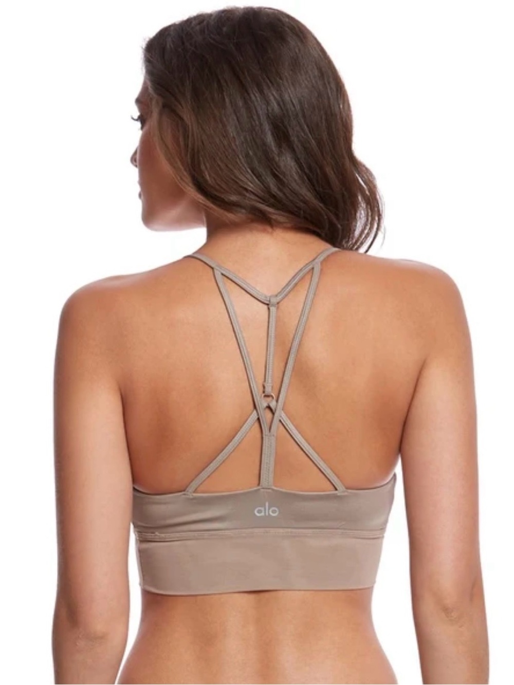 ALO Yoga Neutral Taupe Strappy Back Sports Bra